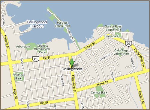 Map to Naturopathic Clinic in Collingwood, ON
